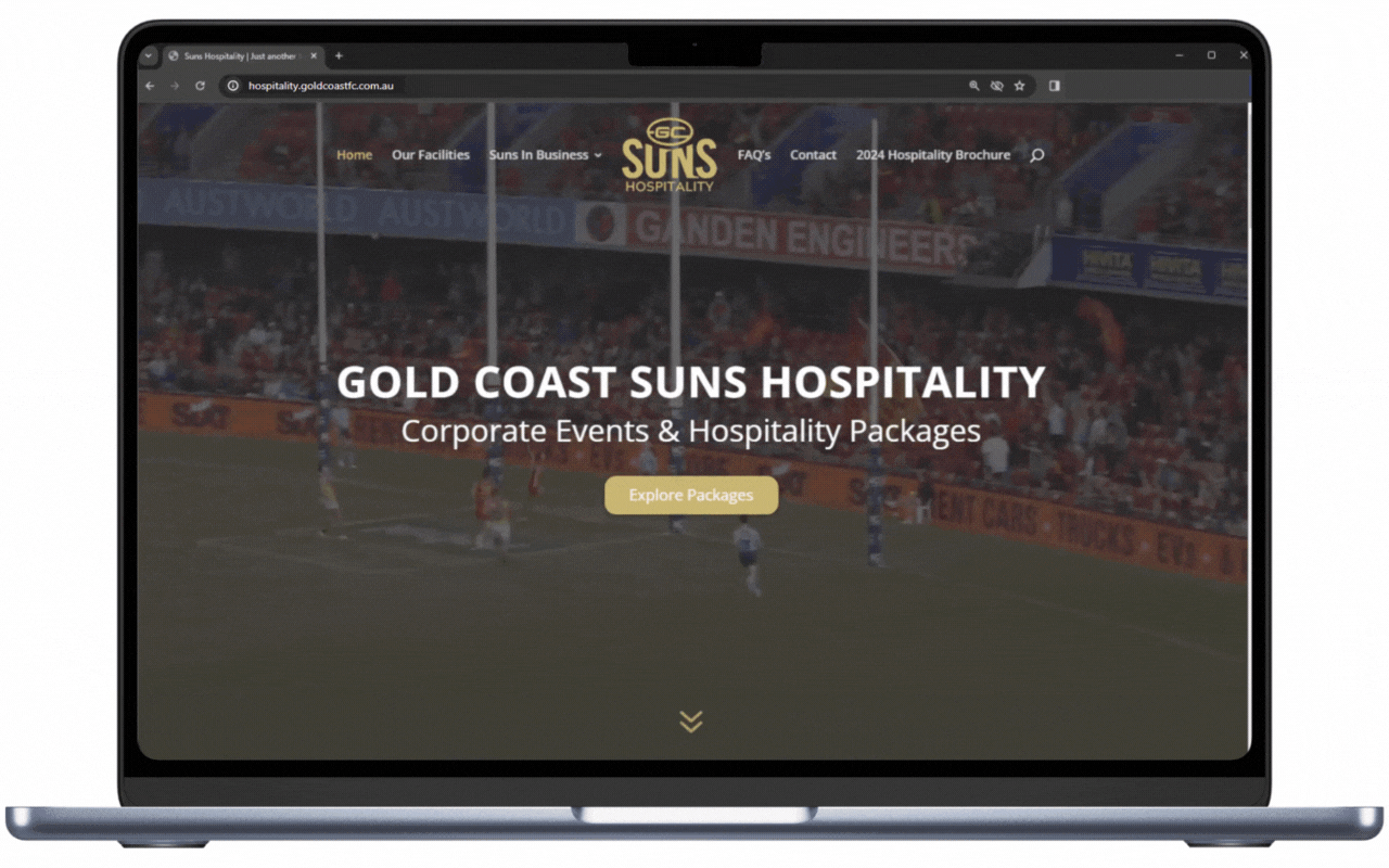 Gold Coast Suns Hospitality Web Design